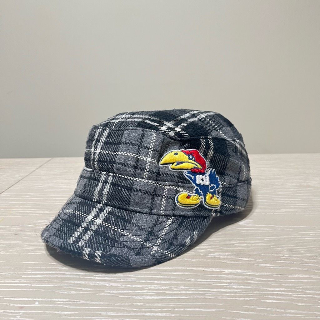 Kansas Jayhawks Hat Cap Womens Gray White Plaid College Vault ‘47 Brand
